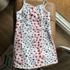 Patriotic Star Print Sleeveless Dress Red White and Blue Kids